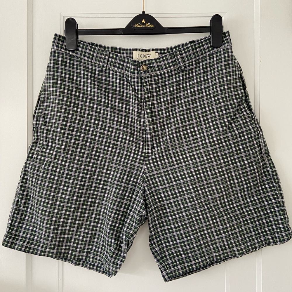 Vintage 1990s J. Crew flat front plaid shorts, size 34
